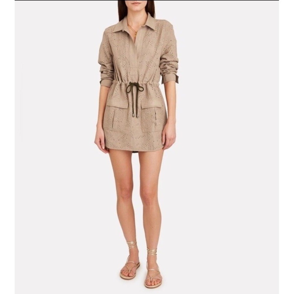 Solid & Striped Reagan Tunic Tan Dress All Over Eyelet Cinch Waist Size Small